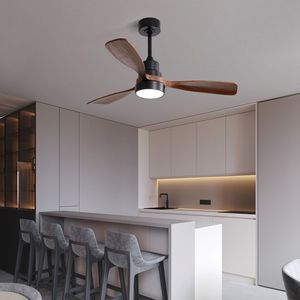 Ventilatore da soffitto in legno massello da 48 pollici a basso profilo con motore silenzioso reversibile, telecomando, luce e 3 pale DC - Product Image 6
