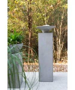 Minimalist Iron Tabletop Vase Handmade Eco-Friendly Dark Gray Rectangular Design for Coastal Home Decor - Product Image 2