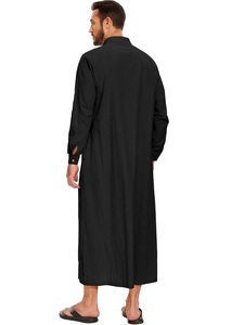 New Arrival Fashion Printed Traditional Embroidery Long Sleeve Black <b>Thobes</b> Jalabiya Jubbah For Hajj And Umrah Thawb Breathable - Product Image 4