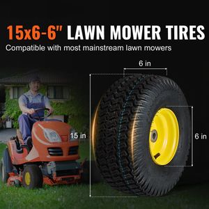 Paquete de 2 Neumáticos Agrícolas S-Turf para Tractor, 15x6-6'', Sin Cámara, para Cortacésped, Rin de 3'', Offset Hu, Paquete de 3 Ruedas con Neumáticos - Product Image 1