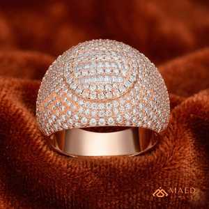 Rose Gold Moissanite <b>Ring</b> for Men Hip Hop Iced Out Baguette Cluster Luxury <b>Statement</b> <b>Ring</b> Premium Jewelry Design - Product Image 6