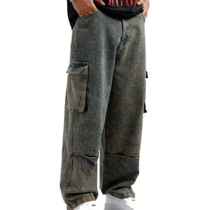 Jean en denim pour homme grande taille, coupe droite ample, taille mi-haute, style urbain, confortable et décontracté, pantalon de mode, vente en gros - Product Image 3
