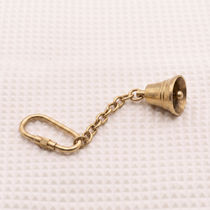 Vintage Brass Bell Keychain Gold Tone Metal Key <b>Ring</b> Handcrafted Pendant Gift for Travel and Home Decor - Product Image 4