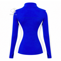Ensemble de sport pour femmes Zeta Phi Beta, bleu, avec panneaux latéraux contrastés blancs, veste zippée intégrale, leggings taille haute, ensemble de vêtements de sport
