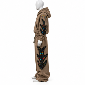 Survêtement unisexe en molleton d'hiver léger, respirant et à séchage rapide, 100% coton, avec broderie personnalisée effet vieilli, en vente - Product Image 6