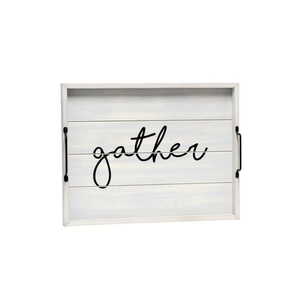 Wooden Serving Tray Rectangle Home Script Handpainted <b>Decorative</b> <b>Plate</b> Retro Style - Product Image 2