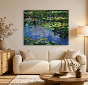 Pintura al Óleo Pintada a Mano de Alta Calidad, Decoración Europea para el Hogar, Estilo Impresionista, Serie de Lirios de Agua de <span class=keywords><strong>Monet</strong></span>, Paisaje, Personalizada - Product Image 4