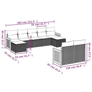 Conjunto de Sofás Modulares Grandes de Ratán Sintético Negro para Jardín, Muebles Modulares Elegantes para Exteriores - Product Image 3