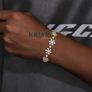 Snowflake Moissanite <b>Bracelet</b> 925 Gold Plated Pave Setting Women's Luxury <b>Cuff</b> <b>Bracelet</b> Wedding Jewelry - Product Image 5