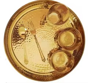 Service de table indien en laiton, ensemble de vaisselle traditionnelle, assiette, bol, cuillère, tasse, vaisselle en gros pour hôtel, restaurant - Product Image 4