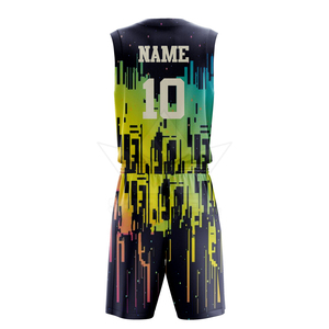Ensemble de maillots de basket-ball sublimés personnalisés, col en V, sans manches, 100% polyester, évacuation de l'humidité, nom de l'équipe imprimé, unisexe, adulte - Product Image 5