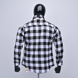 Camisa a Cuadros de Manga Larga para Hombre, Precio Económico al por Mayor, Corte Regular, Estilo Casual, Tejido con Patrón, Cuello Negro, Blanco y Gris - Product Image 2
