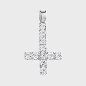 Pendentif croix en argent sterling avec moissanite taille brillant rond, style hip-hop, luxe, pour homme, idéal pour les soirées - Product Image 4