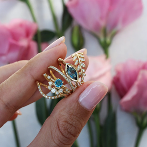 Impresionante Anillo de Oro de 14K con Diamante Cultivado en Laboratorio, Anillo de Hojas de Oro, Anillo de Rama de Olivo, Anillo Abierto Envolvente, Anillo con Diamantes Pavé, Anillo de Ramita de Oro - Product Image 6