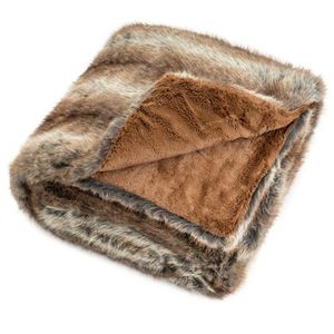 Coperta in Finta Pelliccia di Volpe Marrone Tortora 780GSM, Doppio Lato, 60x80 Pollici, Morbida Coperta Lavorata a Maglia con Fodera in Pile PV, Stile Americano - Product Image 2