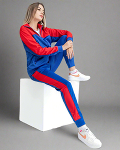 Nouvel Arrivage – Ensemble de Survêtement Léger d'Été 2 Pièces en Coton pour Femme, Couleurs Royal/Rouge, à Capuche et Jambes Larges, Vente en Gros Personnalisée - Product Image 5