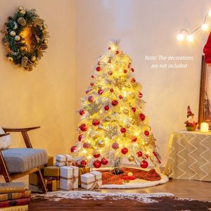 Pre-Lit 4.5/6/7 Feet Snow Flocked Christmas <b>Tree</b> with Warm White LED <b>Lights</b> - Product Image 2