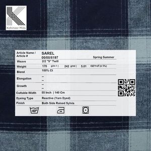 Tissu en flanelle de coton teint en fil, sergé 2/2, 170 GSM, tissé à carreaux, OEM ODM - Product Image 4