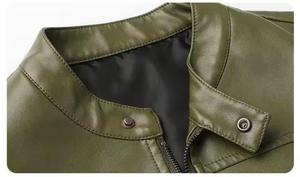 Blazer unisexe en cuir PU, coupe ajustée, col montant, simple boutonnage, imperméable, style urbain, fermetures éclair, doublure satinée, hiver - Product Image 3