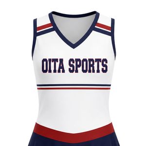 Haut de tennis sublimé blanc, bleu marine et rouge pour femme – Maillot de sport sans manches, tenue de match, vêtement d'entraînement, pour activités de plein air - Product Image 5