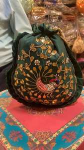 Women's Luxury Fashion Potli <b>Bag</b> With Pearl Handle Drawstring Closure Made Of Raw Silk Beautiful Potli <b>Bags</b> For Women Favors - Product Image 2