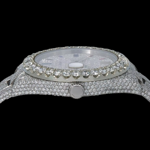 Reloj de Buceo de Lujo para Hombre, de Acero Inoxidable y Moissanita, con Resistencia al Agua de 10 Bares, Correa Plateada - Product Image 3