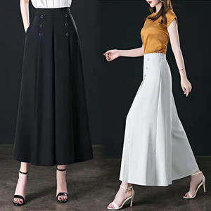 Pantalon large taille haute pour femme, couleur unie, en coton, coupe ample, décontracté, été, taille élastique, rose - Product Image 3