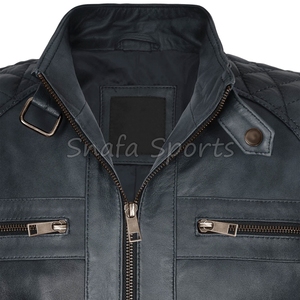Ropa de Moda para Hombre, Chaqueta de Cuero de Diseño Personalizado, Chaqueta de Motociclista con Cuello Alto para Hombre a Precio de Mayoreo - Product Image 3