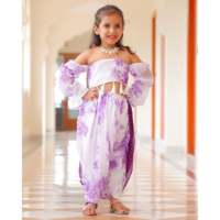 Sarong/Pareo Enfant Imprimé Numérique Motif Floral Lavande en Chiffon Pur, Thème Îles Asie-Pacifique, 1-2 Ans, Détection par Aiguille