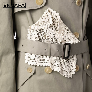 Chaqueta Cortavientos Personalizada al por Mayor, Gabardina de Primavera Personalizada con Costuras de Encaje, Abrigos Largos Verdes de Doble Botonadura con LOGO - Product Image 4