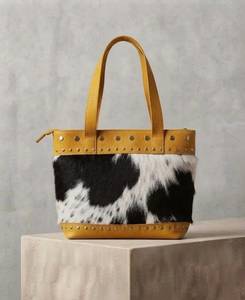 Bolso Tote Vintage de Cuero Genuino para Mujer, Gran Capacidad, con Cierre y Tachuelas, para Uso Diario - Product Image 1