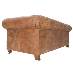 Premium Chesterfield Two Seater Leather <b>Sofa</b> with Deep Quilted Upholstery Rolled Arms Solid Wood Legs Elegant Lounge Seating - Product Image 4