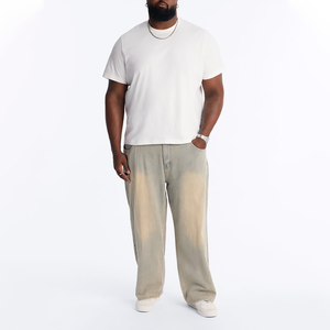 Jean en denim délavé vintage pour homme, coupe ample, jambe droite, style streetwear décontracté, avec poches unies - Product Image 4