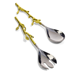 Custom Sustainable Brass <b>Salad</b> <b>Server</b> Luxury Style Cutlery Flatware 2 Pieces Brass <b>Salad</b> <b>Server</b> Mirror Polished - Product Image 6