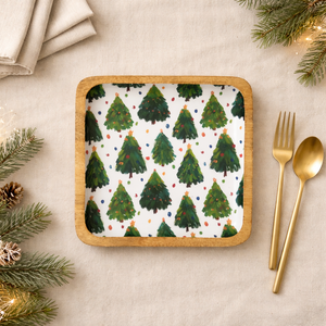 Plateau de service artisanal en bois de manguier émaillé, motif sapin de Noël, pour snacks et fruits secs, idéal pour la maison, l'hôtel et la restauration - Product Image 2
