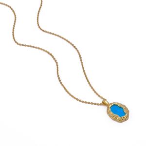 สร้อยคอจี้อัญมณีเทอร์ควอยส์สุดอินเทรนด์เครื่องประดับแฟชั่นกรอบพื้นผิวทำด้วยมือชุบทองทองเหลือง - Product Image 2