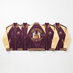 Wholesale B2B Supplier Navy Silver Satin Varsity Jacket Zip Up Custom Embroidered Nocturnal Dial Collective Baseball <b>Coat</b> - Product Image 4