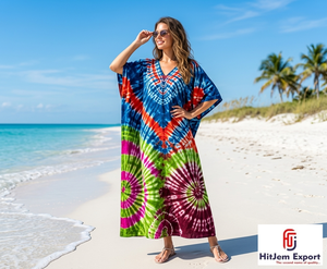Vestido Kaftán Estampado Personalizado para Mujer, Ropa de Playa, Estilo Informal, Moda de Verano, Fabricante OEM ODM - Product Image 5