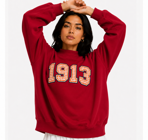 Sweat-shirt oversize à col montant pour femme, imprimé floral, avec logo appliqué personnalisé, pull décontracté, vente en gros d'usine - Product Image 1