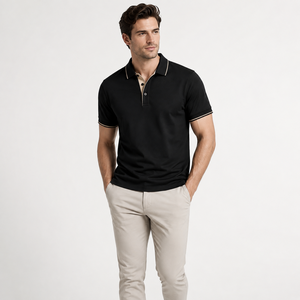 Wholesale <b>Men</b> <b>Black</b> Cotton Pique <b>Polo</b> <b>Shirt</b> For <b>Men</b> Short Sleeve Solid Color Breathable Casual Knitted Regular Fit Custom <b>Shirts</b> - Product Image 3