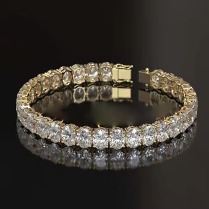 Sparkling Moissanite Diamond <b>Bracelet</b> High Quality 14K Yellow/ White/ Rose Gold Non-Fade Hip Hop Jewelry for Men and Women - Product Image 6