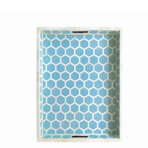 Plateau rectangulaire en os incrusté de pierres violettes, orné de motifs détaillés de feuilles et de fleurs, disponible à prix de gros. - Product Image 3