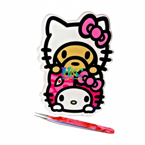 Plaque à cils en acrylique réutilisable et écologique, motifs Cœur, Fleur, Oeil protecteur, avec logo, pour extensions de cils et pince à épiler - Product Image 3