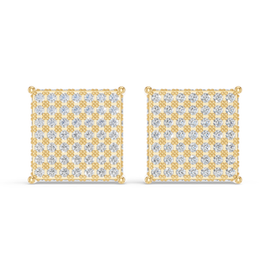 Boucles d'oreilles clous classiques carrées pavées en argent sterling 925 Aurum Diam, avec cadre perlé en moissanite, plaqué or 18 carats, luxe unisexe pour soirée - Product Image 5