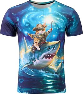 Men's Short Sleeve O-Neck T-Shirt <b>With</b> <b>Dinosaur</b> Pizza Space Cartoon Print Regular Fit Casual Style 100% Polyester Woven <b>Fabric</b> - Product Image 6