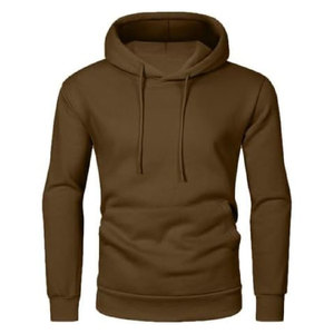 Sweat-shirt à capuche marron pour homme, coupe classique, décontracté, avec blocs de couleur, en tissu tricoté, écologique, 100 % coton, avec poche doublée - Product Image 1