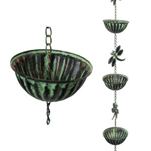 Chaîne de pluie décorative suspendue en métal, design antique tendance, avec coupelles festonnées, pour la maison, le jardin et l'extérieur, taille personnalisée - Product Image 1