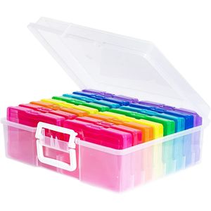 Contenitore Trasparente per Foto 4\" X 6\", Scatola di Stoccaggio in Plastica con Manico, 16 Scomparti Interni, Opzioni Multi-Colore - Product Image 2