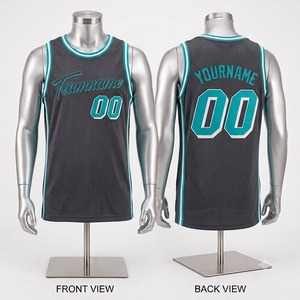 Maillot de basket-ball personnalisé noir et bleu sarcelle sans manches, sublimé, en maille respirante, avec nom d'équipe 00, unisexe, pour adulte - Product Image 1