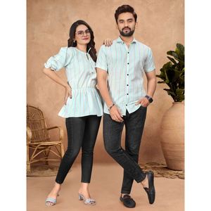 ผ้าฝ้ายลายฟองอากาศทอลายท้องฟ้าคอมโบคู่จากนักออกแบบ - Product Image 1